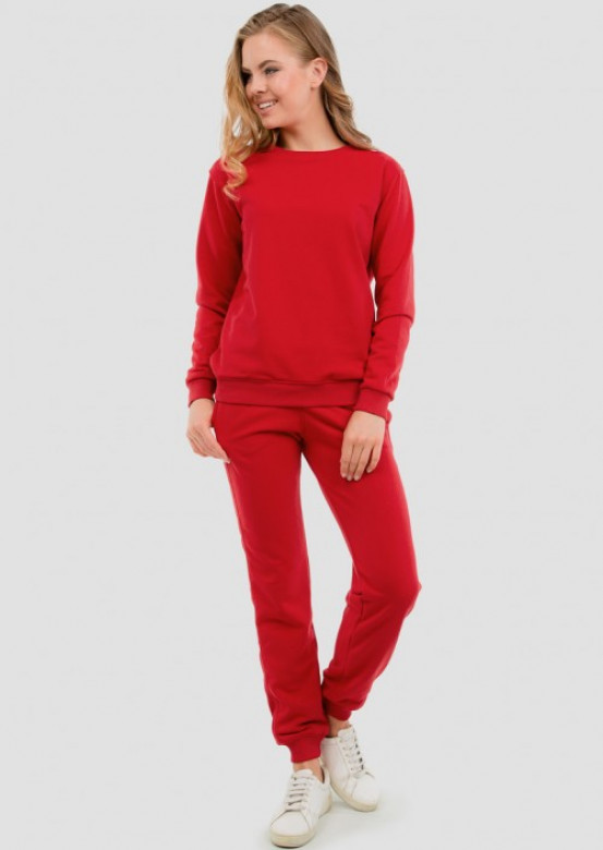 Red women three-thread sweatshirt drop